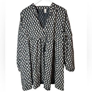 H&M Divided Medallion Print Balloon Sleeve Tunic or A line Mini Dress XL